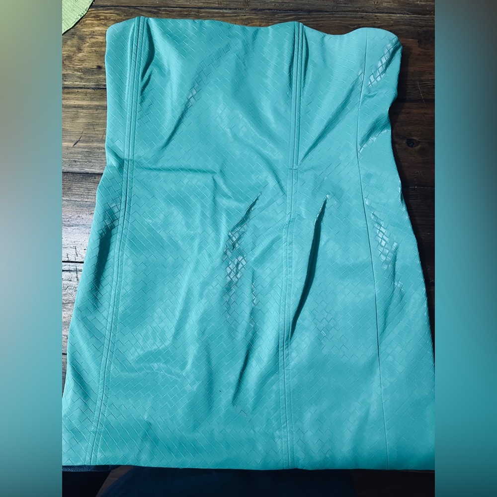 Meshki Strapless Textured Mini Dress in Teal